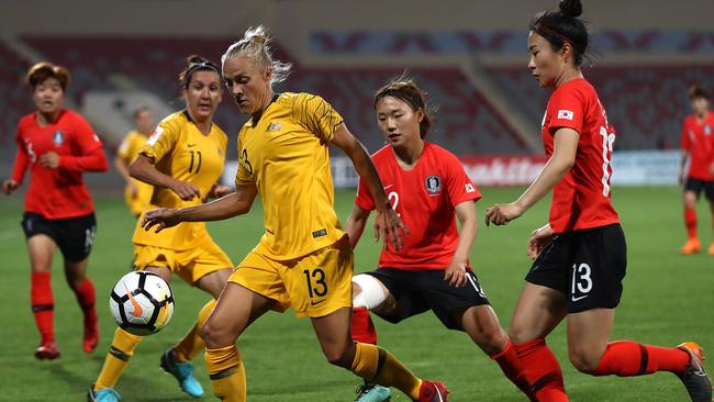 Tameka Butt tries to make something happen for the Matildas.