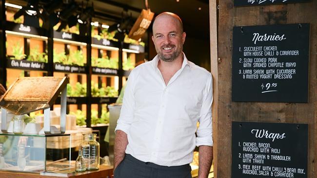 Mark Maloney at Sumo-Salad’s first Green Label store in Sydney’s MLC Centre. Picture: Renee Nowytarger.