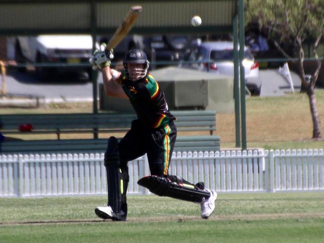 Penrith Cricket Club first grade batsman Matthew Hopkins hits a four on his way to making 51 runs against Blacktown. The 50-overs match was played at Joe McAleer Oval on Saturday, March 12.