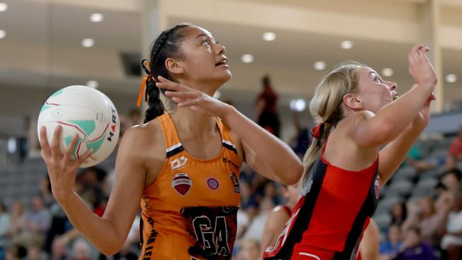 Tigers player Kaylee Tamala, playing in the Netball QLD u16 Grand Final, Nissan Arena Nathan, on Tuesday 20th September 2022 - Photo Steve Pohlner