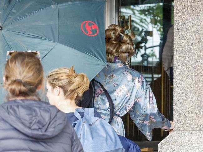 A Bunnings umbrella used to shield Kaitlyn Dever on set. Picture: Media Mode