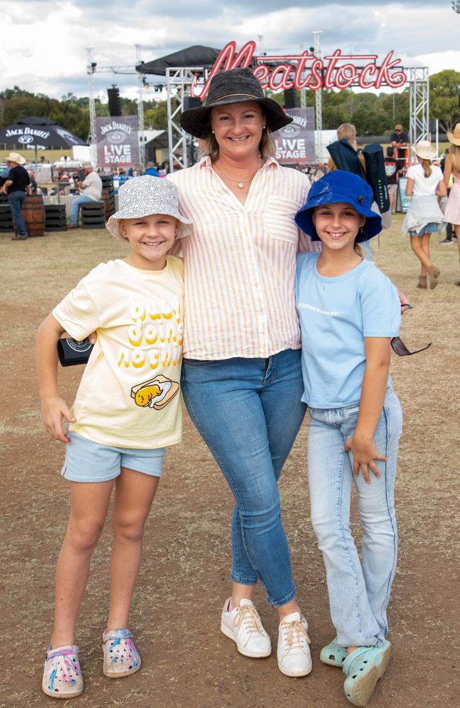 Mackenzie, Sally and Summer Jolly at Meatstock - Music, Barbecue and Camping Festival at Toowoomba Showgrounds.Friday March 8, 2024 Picture: Bev Lacey