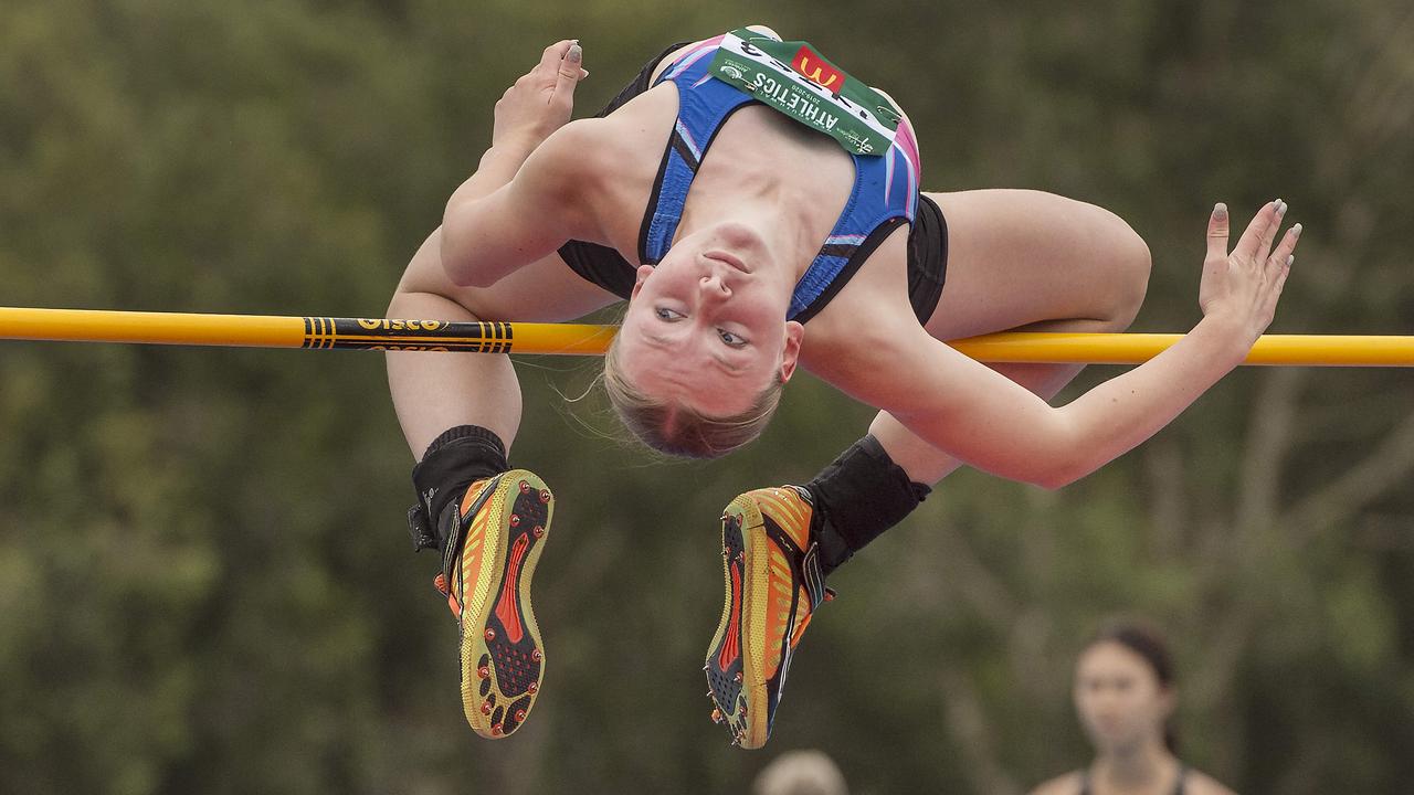 EXPRESS ADVOCATE/AAP. Competitor in action during the Women High Jump event during Athletics NSW allcomers meet at Mingara Regional Athletics Track at Tumb Umbi on Saturday, 11 January, 2020. (AAP IMAGE / Troy Snook)