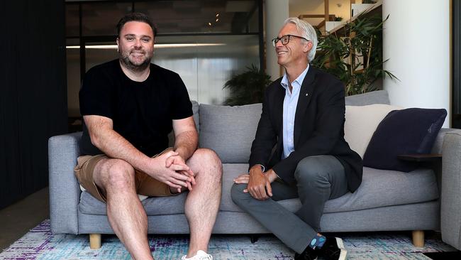 Step One Clothing and underwear founder Greg Taylor and chairman David Gallop. Picture: Jane Dempster