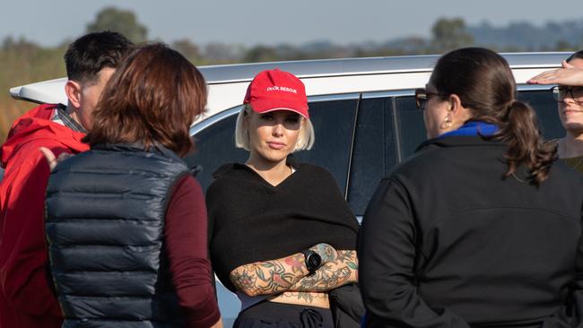 Animal Justice Party MP Georgie Purcell at Lake Connewarre near Geelong, protesting against duck hunting last season. Picture: Brad Fleet