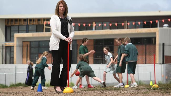 Elena O'Malley says BER costs have prevented Manifold Heights Primary School from fixing up its oval. Picture: Stuart Mcevoy