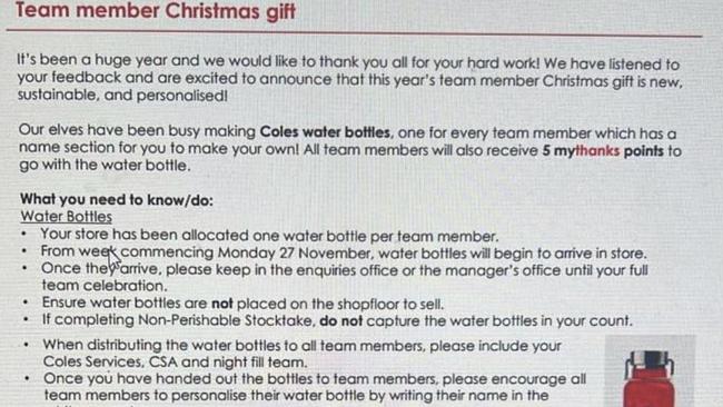 The letter has been slammed as a “gimmick”, with Coles recording an annual profit after tax of around $1.1 billion after tax this financial year alone. Picture: Facebook