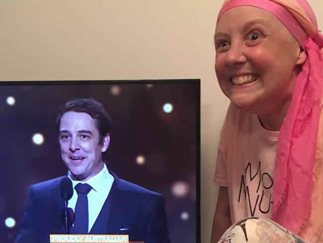 Connie watching Sam win the Gold Logie earlier this year. Picture: Love Your Sister/ Facebook.