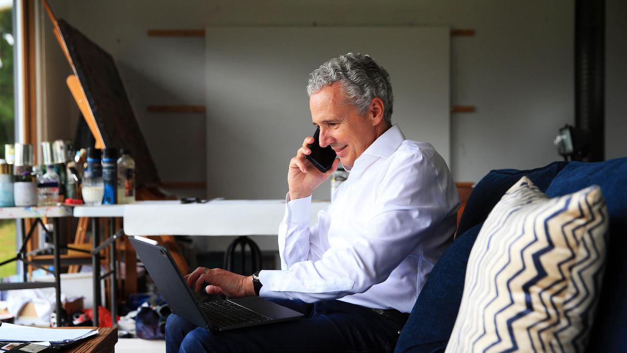 23/03/20 Telstra CEO Andy Penn working from home in times of COVID-19. Aaron Francis/The Australian