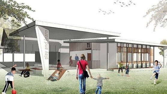 A previous schematic design of the canteen and covered outdoor learning area at Lennox Head Public School, as planned by the NSW Department of Education's School Infrastructure branch.