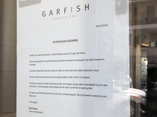 Garfish has shut its doors due to the ongoing effects of COVID-19. Picture: Julie Cross