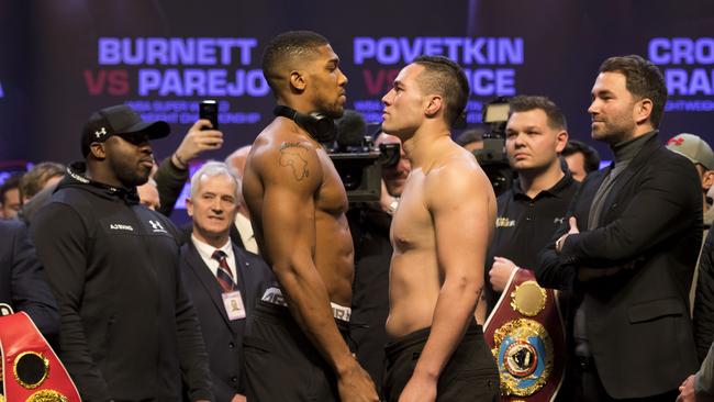 Anthony Joshua and Joseph Parker weigh-in.