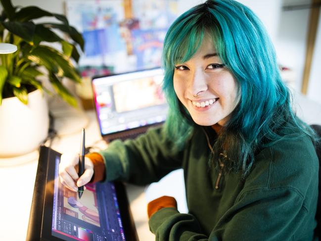 Animator Amara Gantz at her Sandy Bay home office. Picture: Eddie Safarik