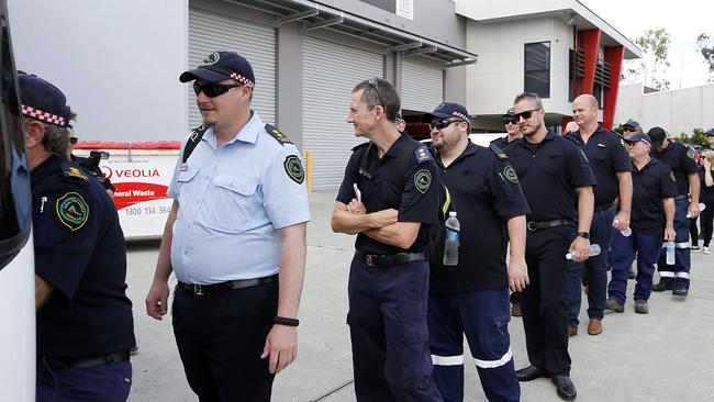 Staff and volunteer firefighters head to New South Wales. Picture: AAP Image/Josh Woning