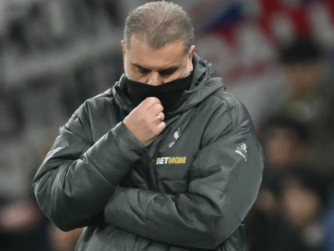 Ange Postecoglou reacts during Tottenham’s clash with Wolverhampton Wanderers at the Tottenham Hotspur Stadium. Picture: AFP