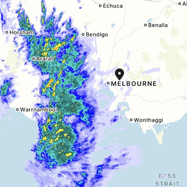 Heavy rain over Victoria at 6.30am on Friday morning. Picture: Bureau of Meteorology