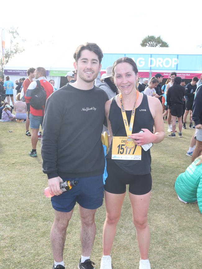 Gold Coast Marathon 2023 Lewis Kuskie and Chelsea Maher. 1 July 2023 Southport Picture by Richard Gosling