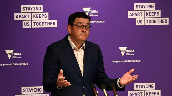 Victorian Premier Daniel Andrews speaks during a press conference in Melbourne on September 6.