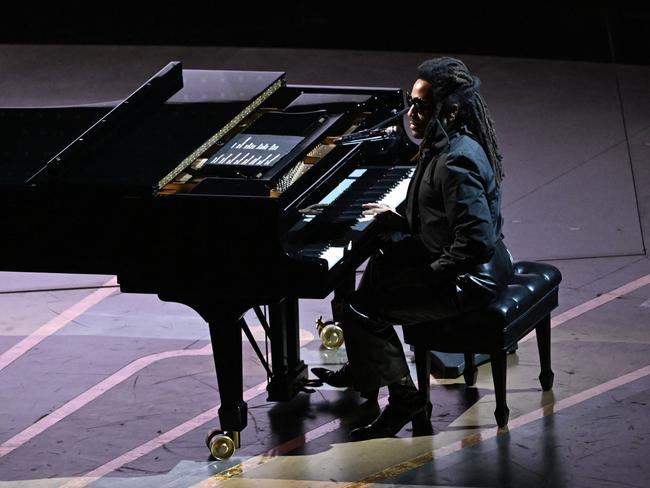 US musician Lenny Kravitz performs onstage during the In Memoriam segement. Picture: AFP