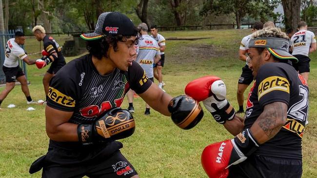 The Penrith Panthers are put through their paces during a pre-season camp in Broken Bay. Source: Penrith Panthers