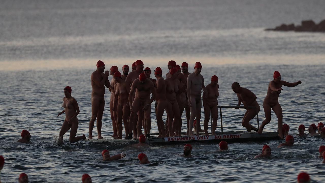 Nude Solstice Swim at Long Beach Sandy Bay as part of Dark Mofo 2022. Picture: Nikki Davis-Jones