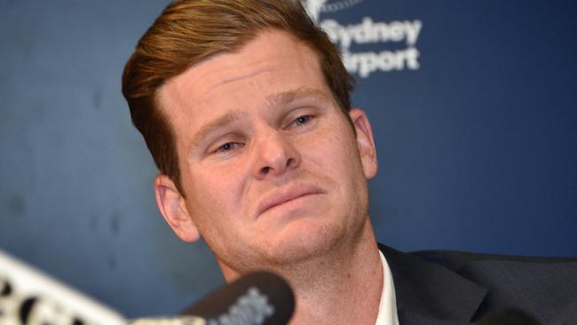 Steve Smith after returning from South Africa in early 2018. Picture: Peter Parks/AFP