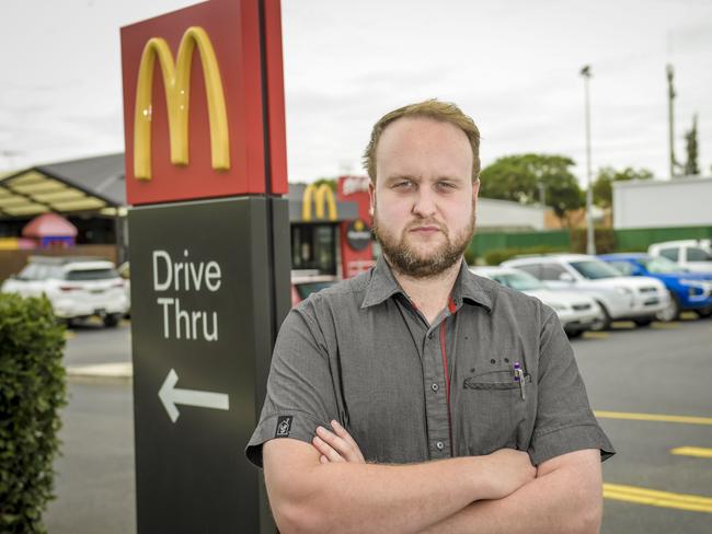 Current McDonald's Murray Bridge manager Matthew North alleges he missed out on breaks during more than 650 shifts between May 2016 and October 2020. Picture: Roy VanDerVegt