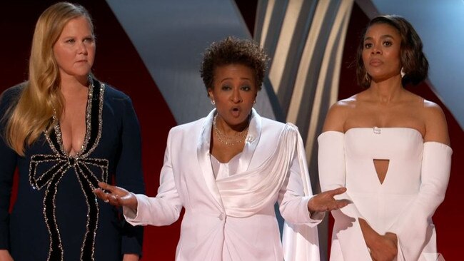 L-R: Oscar hosts Amy Schumer, Wanda Sykes and Regina Hall.