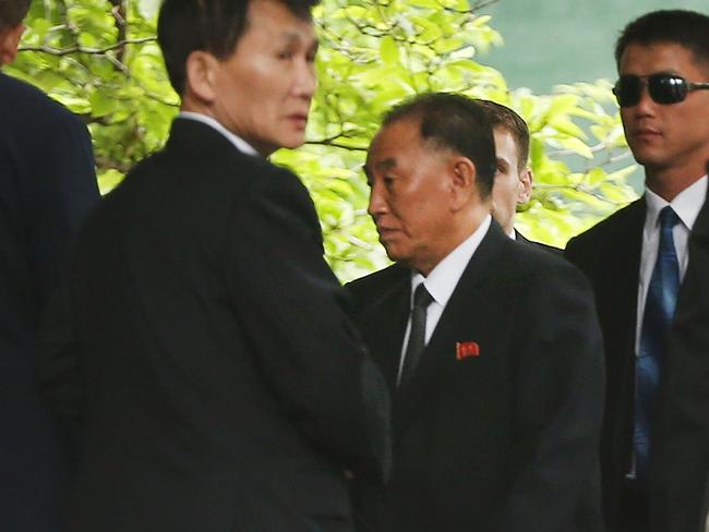 NEW YORK, NY - MAY 31: North Korean envoy Kim Yong-chol enters a lobby to meet with US Secretary of State Mike Pompeo for talks on nuclear disarmament on May 31, 2018 in New York City. Both Pompeo and Kim are trying to salvage a recently canceled historic summit between US President Donald Trump and North Korean leader Kim Jong-un on nuclear disarmament.   Spencer Platt/Getty Images/AFP == FOR NEWSPAPERS, INTERNET, TELCOS & TELEVISION USE ONLY ==