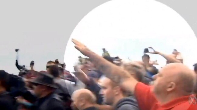 Footage captured during the far-Right rally shows the Nazi salute. Picture: ABC News