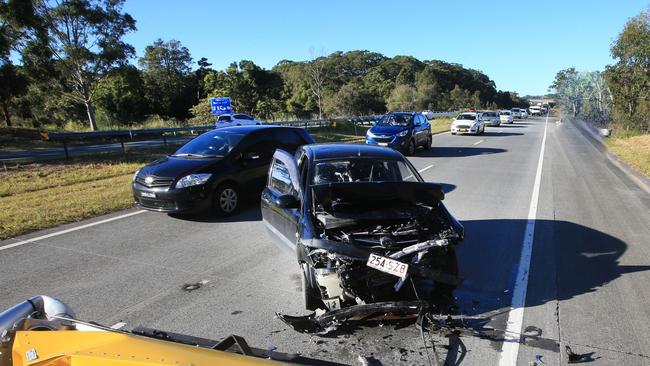 The aftermath of a car crash at Pottsville today. Photo: supplied