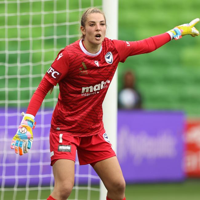 Hawthorn has delisted former Matildas goalkeeper Casey Dumont, who had been attempting to kickstart an AFLW career while continuing to play in the A-League. Picture: Robert Cianflone / Getty Images