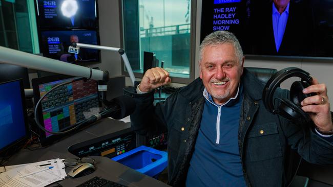 Ray Hadley celebrates his 20th unbeaten year at 2GB on Tuesday. Picture: Justin Lloyd.