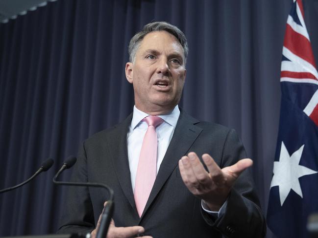 CANBERRA, AUSTRALIA NewsWire Photos OCTOBER 10, 2022:Deputy prime Minister Richard Marles and Minister for Defence Industry Pat Conroy spoke to media at Parliament House in Canberra.Picture: NCA NewsWire / Gary Ramage