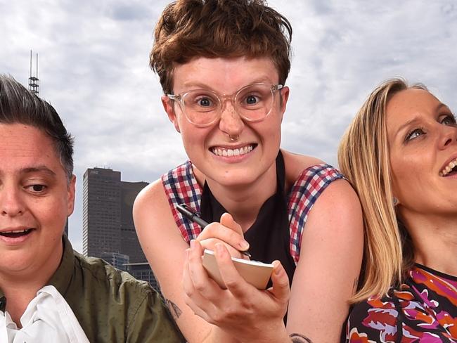 RAW Comedy final which is this Sunday at Melb Town Hall with famous RAW Comedy winners: (Left to Right) Demi Lardner, Geraldine Hickey, Scout Boxall, Claire Hooper and Rhys Nicholson. Pictures: Tony Gough