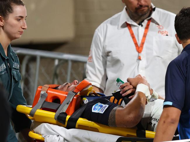 Noah Lolesio was cleared of serious injury after being hurt while in a ruck while playing for the Brumbies