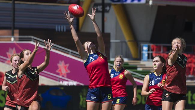 Stuartholme School v St Teresa's in the AFLQ Schools Cup SEQ finals at People First Stadium. Picture: Glenn Campbell