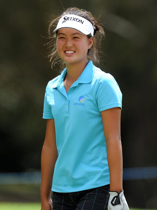 Minjee, at 14, during the second round of the Australian Ladies Masters in 2010. Picture: Dave Hunt