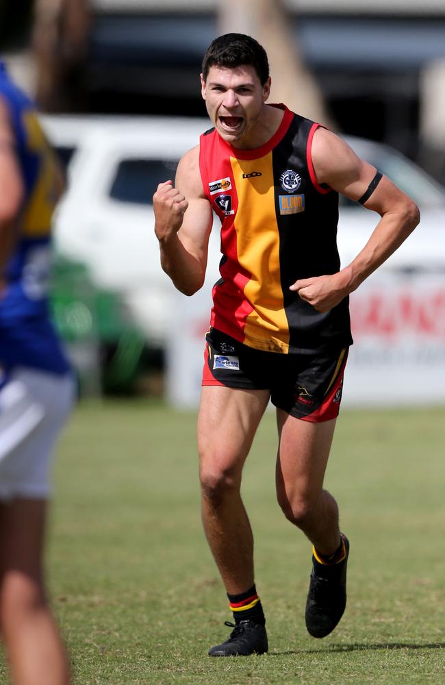 GFL: St Joseph's v North Shore. St Josephs Paddy DeGrandi celebrates. goal. Picture: Mike Dugdale