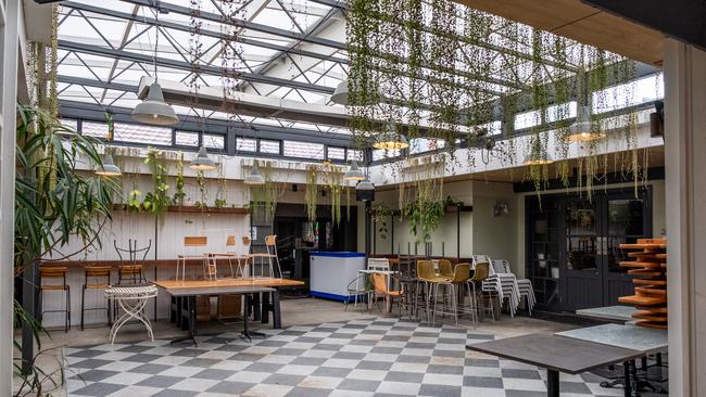 Tables and chairs are packed away at the Notting Hill Hotel in Melbourne’s southeast. Picture: Asanka Ratnayake/Getty Images