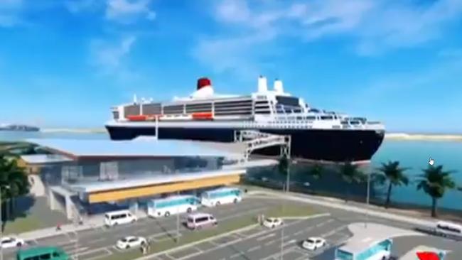 A concept design for Brisbane’s planned mega-cruise ship terminal.