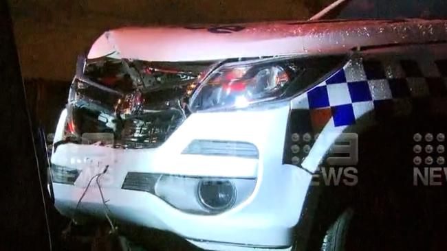 Two police vehicles were allegedly rammed. Picture: 9 News