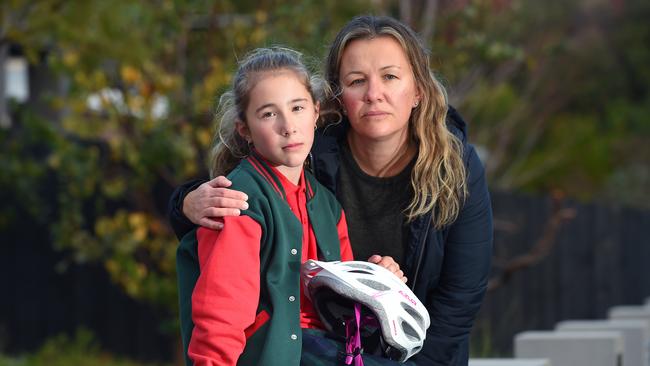Hannah Lentine's bike was stolen in East Bentleigh and her mum, Kirsty Lentine, found it in pieces not far from their house. Picture: Josie Hayden