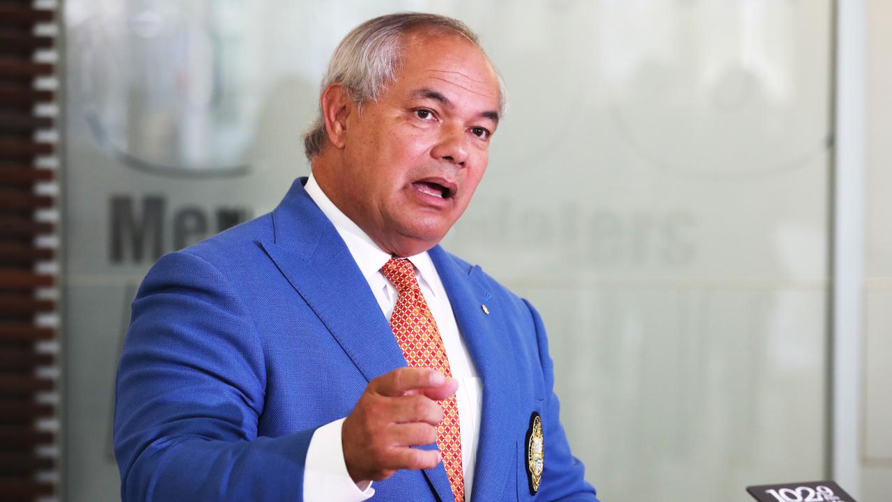 A fired up Mayor Tom Tate talks about the Olympics at a press conference at Gold Coast City Council. Picture: Glenn Hampson