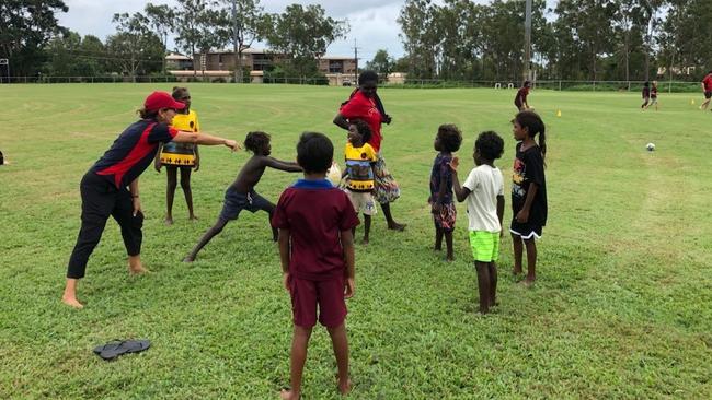 Deadly Rugby is committed to educating young children on the benefits of sport and culture. Picture: Contributed.