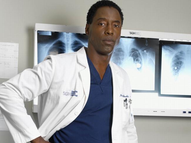 Isaiah Washington, as Dr Preston Burke, on the set of Grey's Anatomy.