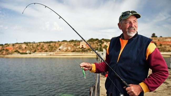 Fisherman Ron Charles of Coonbowie on the Wool Bay jetty. Photo Tom Huntley