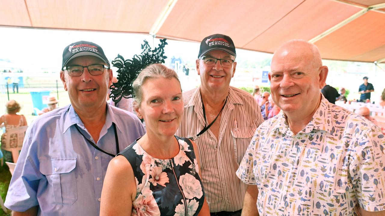 Colin Hawker, Cate Ferry, Trevor Hawker and Mark Longworth at the 2021 Great Northern Darwin Cup. Picture: Julianne Osborne