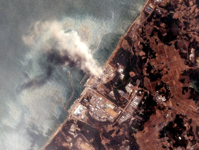 The Fukushima Dai-ichi Nuclear Power plant after a massive earthquake and subsequent tsunami in 2011. Picture: DigitalGlobe via Getty Images