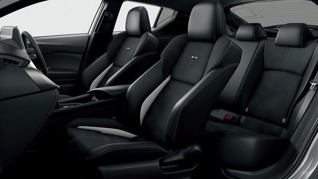 Well-bolstered seats feature inside the Toyota C-HR GR Sport.